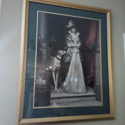 Print of woman and Dog