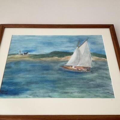 110 Original Sailboat Pastel Painting by Deborah Barney 