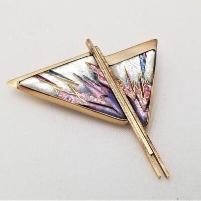 Lot #233 14kt Gold  & Enamel Abstract Brooch