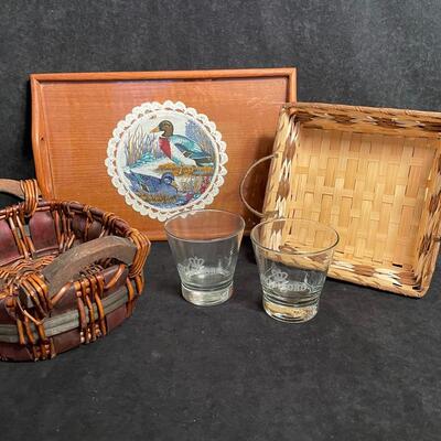 Lot 20  Wooden Tray and Baskets