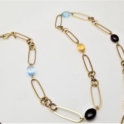 Lot #235   14kt Yellow Gold and Gemstone Necklace
