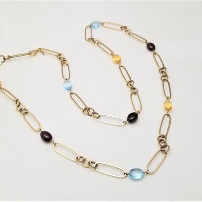 Lot #235   14kt Yellow Gold and Gemstone Necklace
