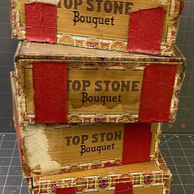 #229 4-Vintage Cigar Boxes - Leather