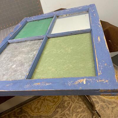 #233 Blue Hand Crafted White Window Chalk -Mirror -  Magnet Board  Decor