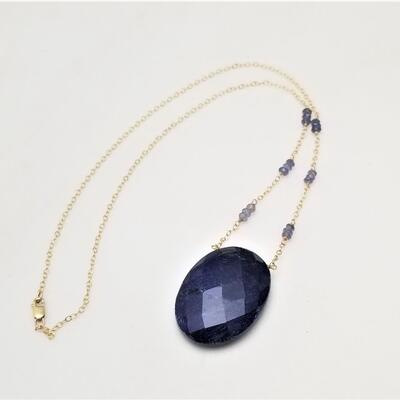 Lot #236  14kt Yellow Gold and Lapis Necklace