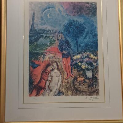Certified Marc Chagall Lithograph Musical Bouquet