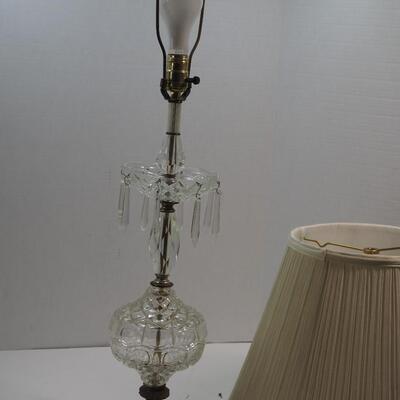 Lot 120 Antique Cut Crystal pendant lamp with marble base