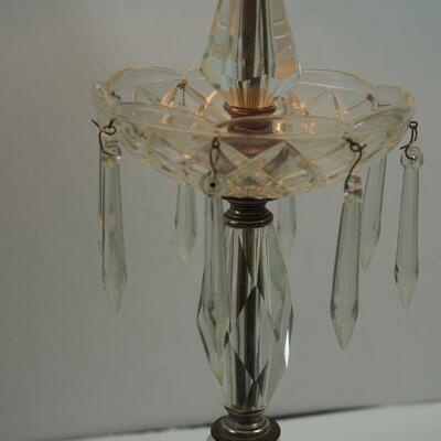 Lot 120 Antique Cut Crystal pendant lamp with marble base
