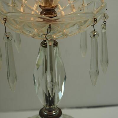 Lot 120 Antique Cut Crystal pendant lamp with marble base