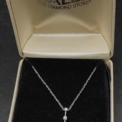 #165 Sales Diamond Three Stone Pendant 10K White Gold