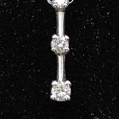 #165 Sales Diamond Three Stone Pendant 10K White Gold