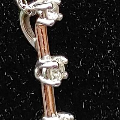 #165 Sales Diamond Three Stone Pendant 10K White Gold
