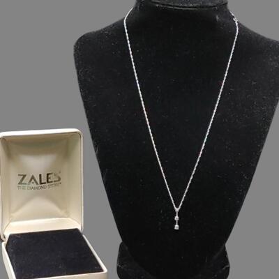 #165 Sales Diamond Three Stone Pendant 10K White Gold