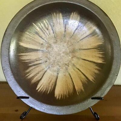 Large Decorative Ceramic Plate With Plate Holder-Local pick up only in Auburn, CA.