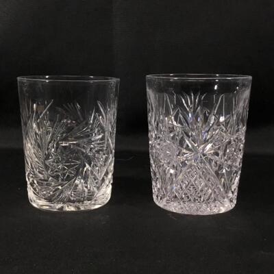 Lot of 2 Cut Crystal Unmatched Rocks Drink Glasses