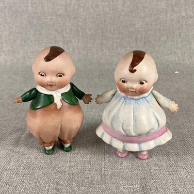 Adorable Vintage Bisque Tweedle Dee Tweedle Dum Figurine Set