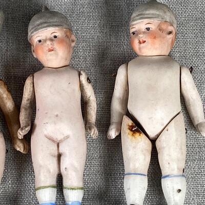 Set of 6 Bisque Soldier Dollhouse Dolls