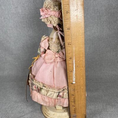 Carved Wood Queen Anne Style Doll with Stand