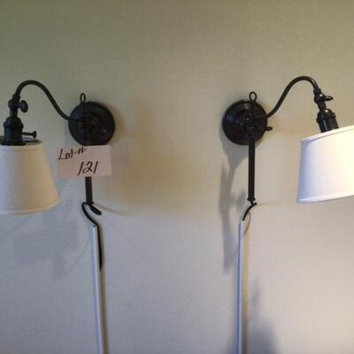 121 Pair of Metal Plug In Wall Lamps