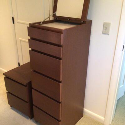 122 IKEA Matching Wood Lingerie Chest and Night Stand