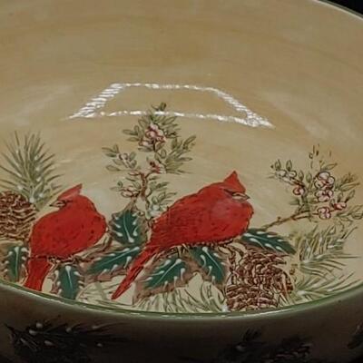 #167 RARE Pacific Rim Red Cardinal Serving Bowl