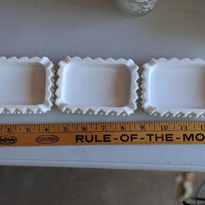 3 milk glass ashtrays
