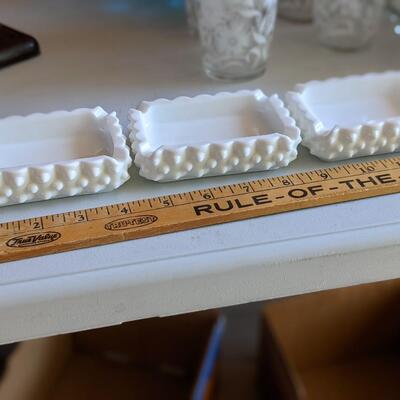 3 milk glass ashtrays