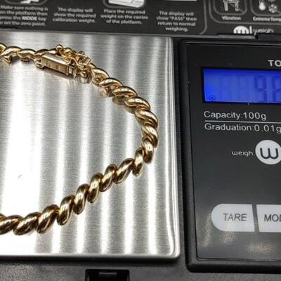 #169 14kt Gold San Marco Italian Bracelet 9.88 Grams