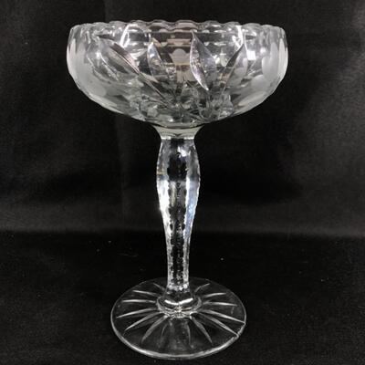Etched Crystal Jumbo Champagne Glass Compote 