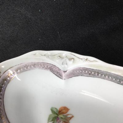 Oval Worn Floral China Serving Dish