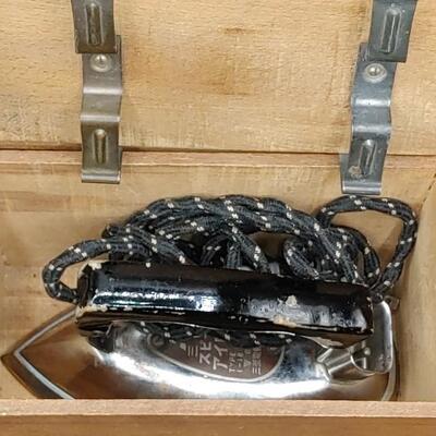 #171 vintage Mitsubishi travel iron in wooden box