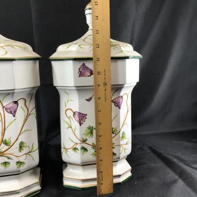 Set of 2 Decorative Floral Ceramic Urns *Broken*