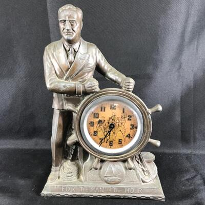 Franklin Delano Roosevelt Man of the Hour Mantel Clock 