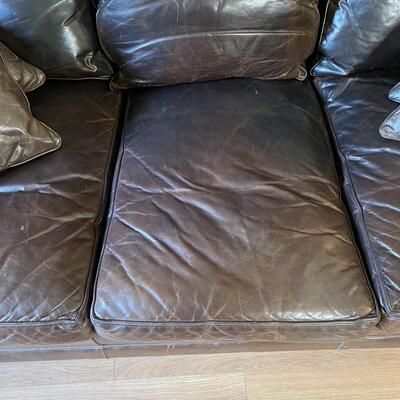Deep Seating Brown Leather Couch