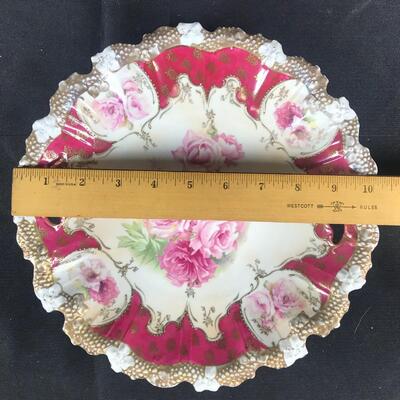 RS Prussia Pink Floral China Cake Plate
