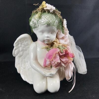 Ceramic Cherub Statuette Figurine