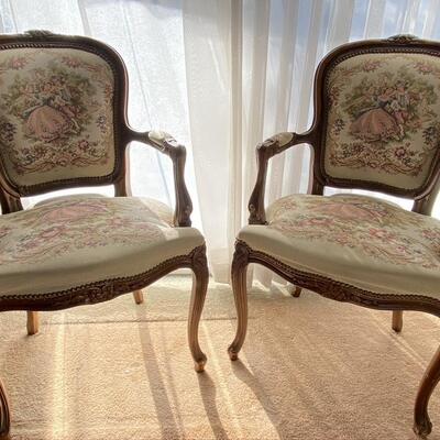 Pair of Louis XV Style Victorian Courting Chairs
