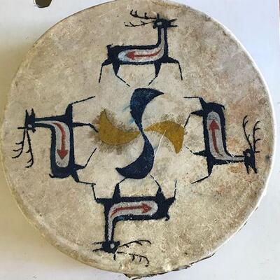 Vintage Decorative Drum By Jim Saxe, Dated 1948. Local pick up only in Auburn, CA.