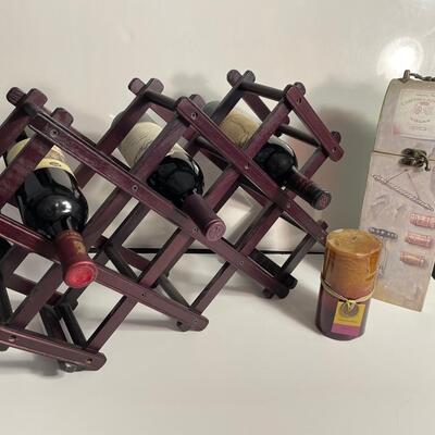 Lot 53  Wooden Wine Rack, Wine Box and Candle