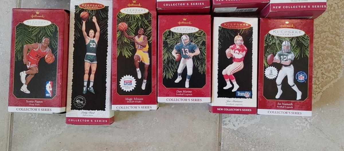 175 (12) Vintage Hallmark Sports Ornaments Boxed