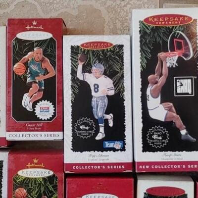 #175 (12) Vintage Hallmark Sports Ornaments Boxed