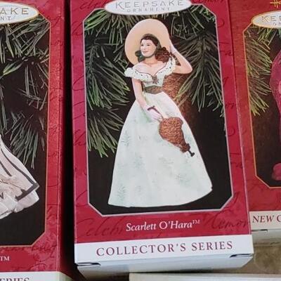 #176 ( 11) Vintage Hallmark Ornaments Gown W The Wind &,More