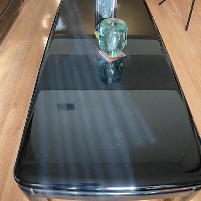 3 Piece Set - Mirror Finish Jet Black Coffee Table and 2 Side Tables