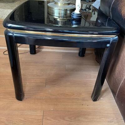 3 Piece Set - Mirror Finish Jet Black Coffee Table and 2 Side Tables