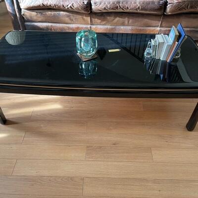 3 Piece Set - Mirror Finish Jet Black Coffee Table and 2 Side Tables