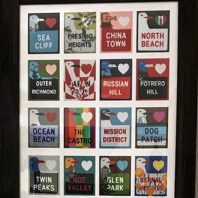 San Francisco Neighborhoods Framed Print By Annie Galvin. Local pick up only in Auburn, CA.