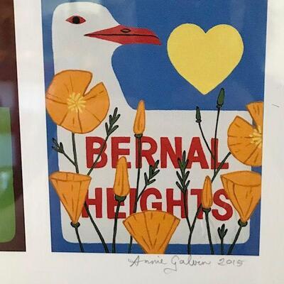 San Francisco Neighborhoods Framed Print By Annie Galvin. Local pick up only in Auburn, CA.