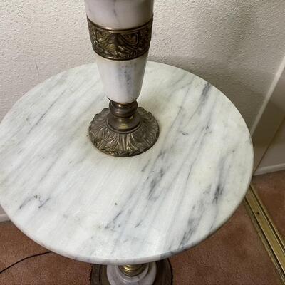 White Carrara Marble Table Lamp with Nightlight