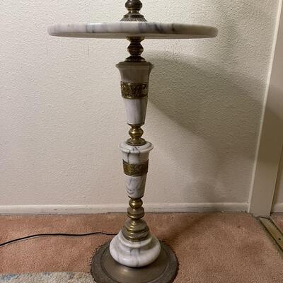 White Carrara Marble Table Lamp with Nightlight
