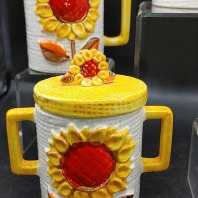 #183 RARE Vintage Napcoware Sunflower Tea Coffee Set of 7pcs 1970s